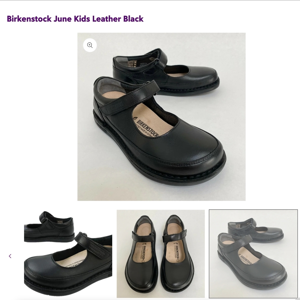 Birkenstock June Kids Leather Shoes - Black